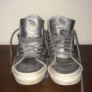 Silver Vans high top shoes